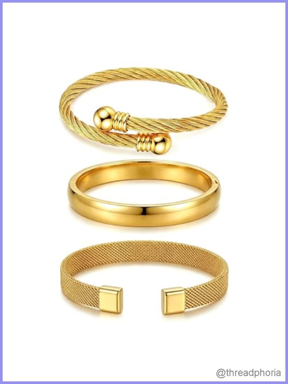 KUDANLONG 18K Gold Plated Cuff Bracelet Set for Women
